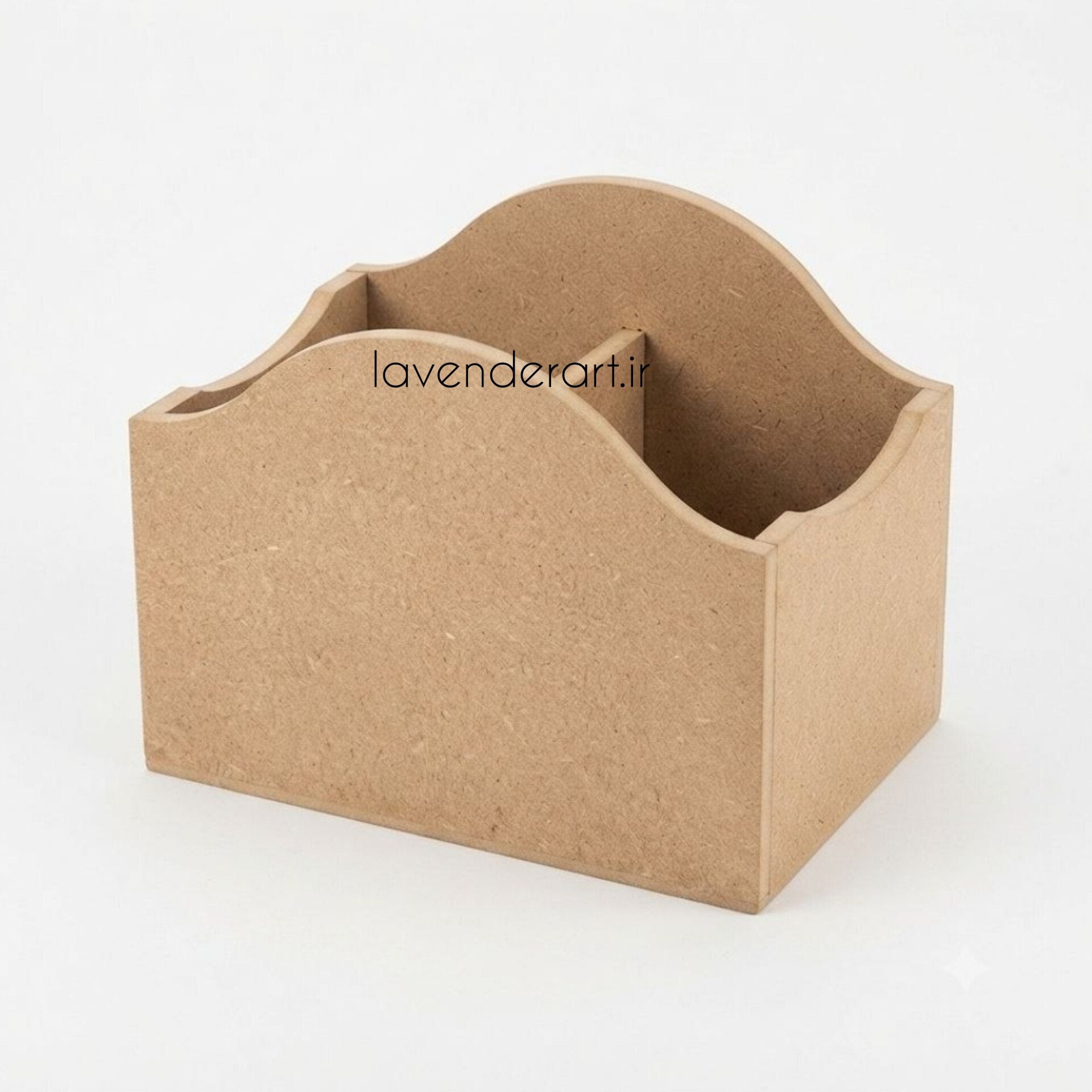 بیس خام MDF جاقاشقی چوبی ام دی اف جای کفگیر، کارد و چنگال، براش و قلمو، جاقلمی رومیزی ابعاد 14*20*11 سانتی متر
