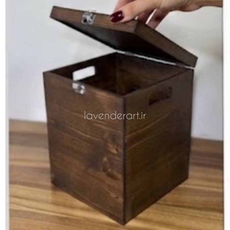 بیس خام MDF سطل چوبی در دار ام دی اف خام ابعاد 30*23*23 سانتی متر
