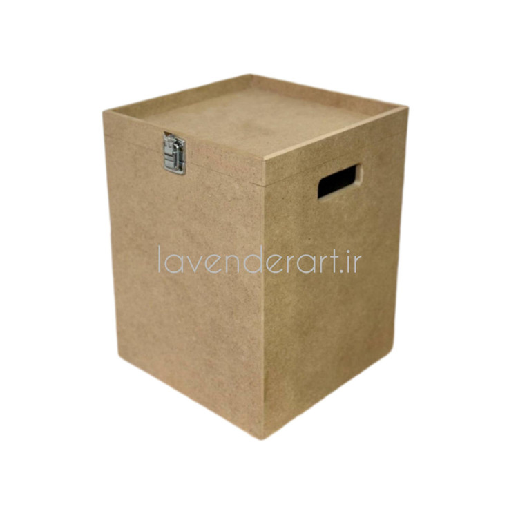 بیس خام MDF سطل چوبی در دار ام دی اف خام ابعاد 30*23*23 سانتی متر