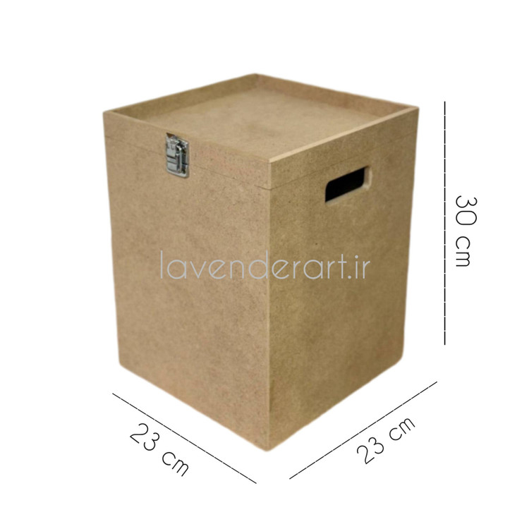 بیس خام MDF سطل چوبی در دار ام دی اف خام ابعاد 30*23*23 سانتی متر