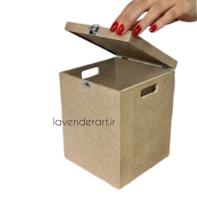 بیس خام MDF سطل چوبی در دار ام دی اف خام ابعاد 30*23*23 سانتی متر