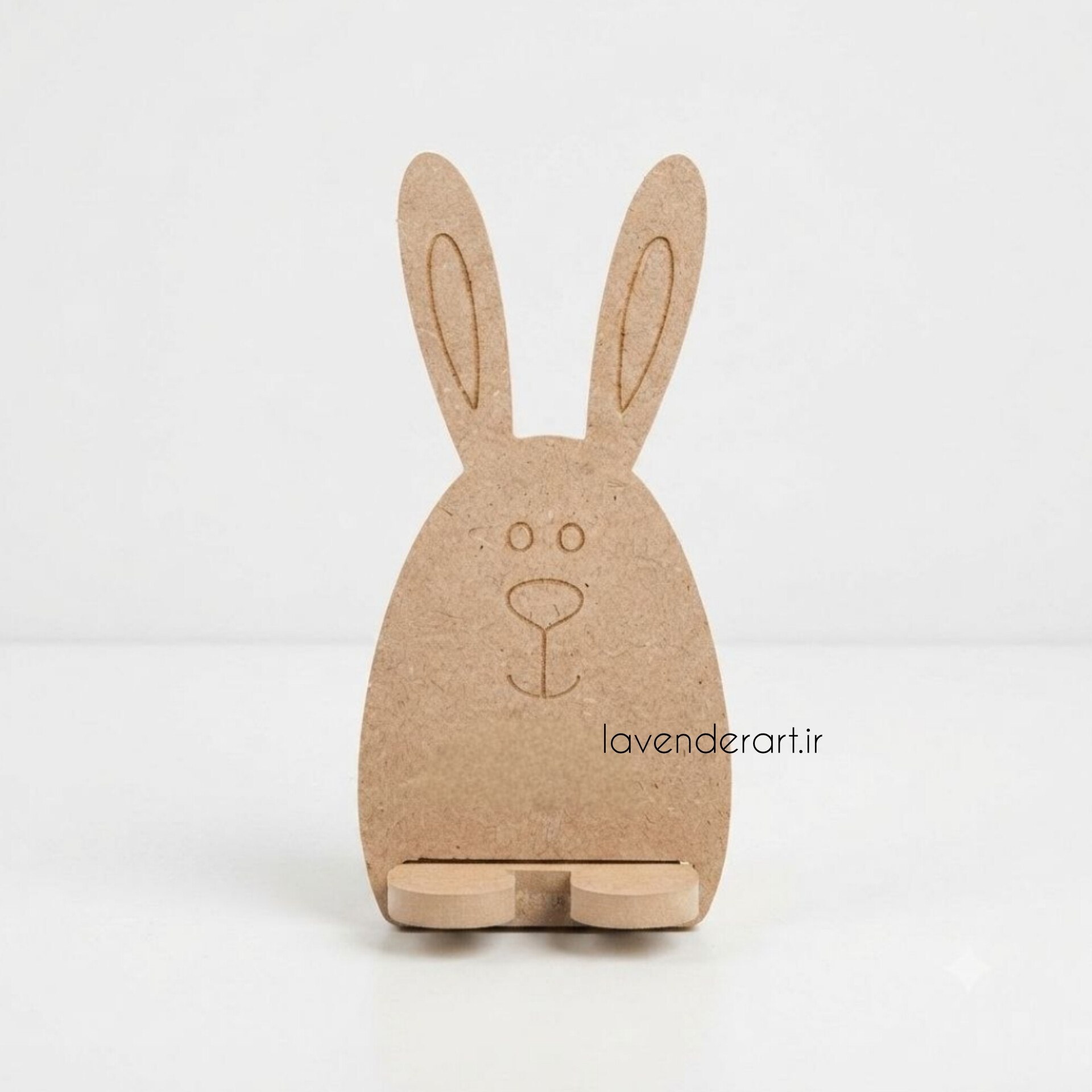 بیس خام MDF هولدر پایه نگهدارنده گوشی یا استند رومیزی موبایل و تبلت طرح خرگوش چوبی ام دی اف خام