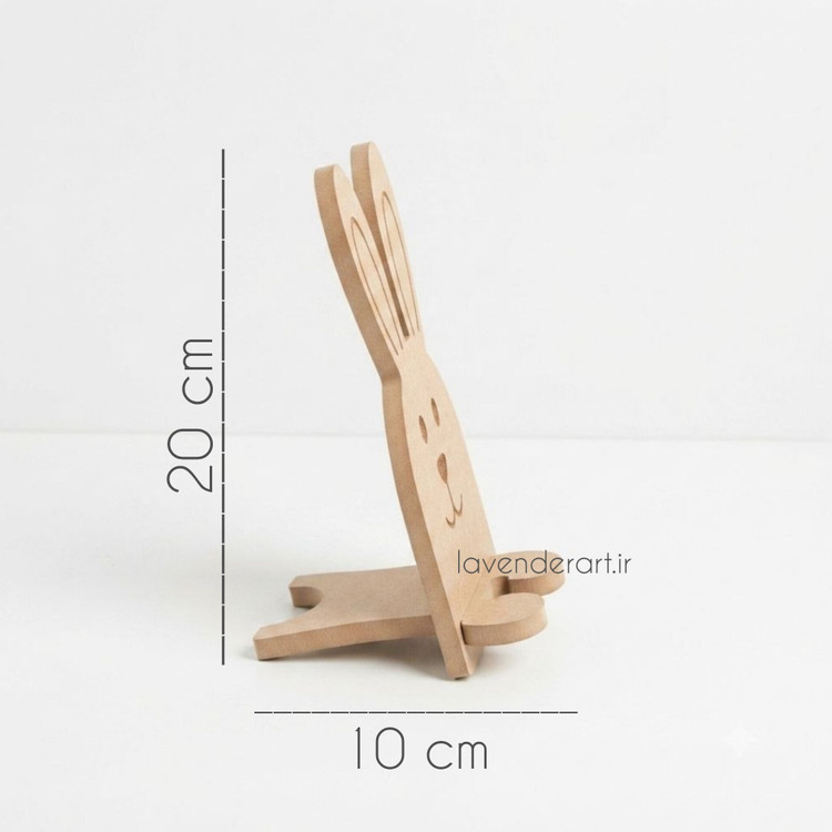 بیس خام MDF هولدر پایه نگهدارنده گوشی یا استند رومیزی موبایل و تبلت طرح خرگوش چوبی ام دی اف خام