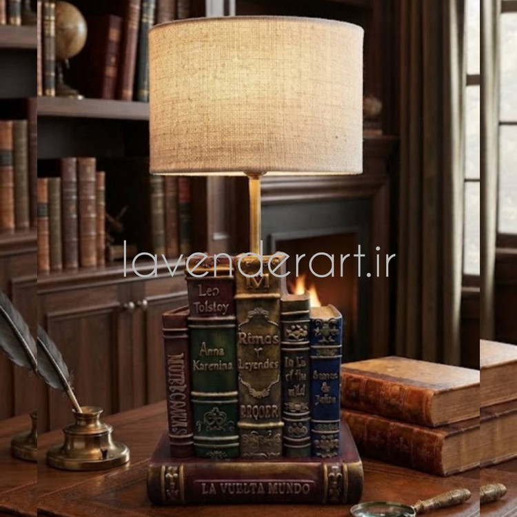 آباژور رومیزی مینیمال و مدرن طرح کتاب ارتفاع 57 سانتی متر