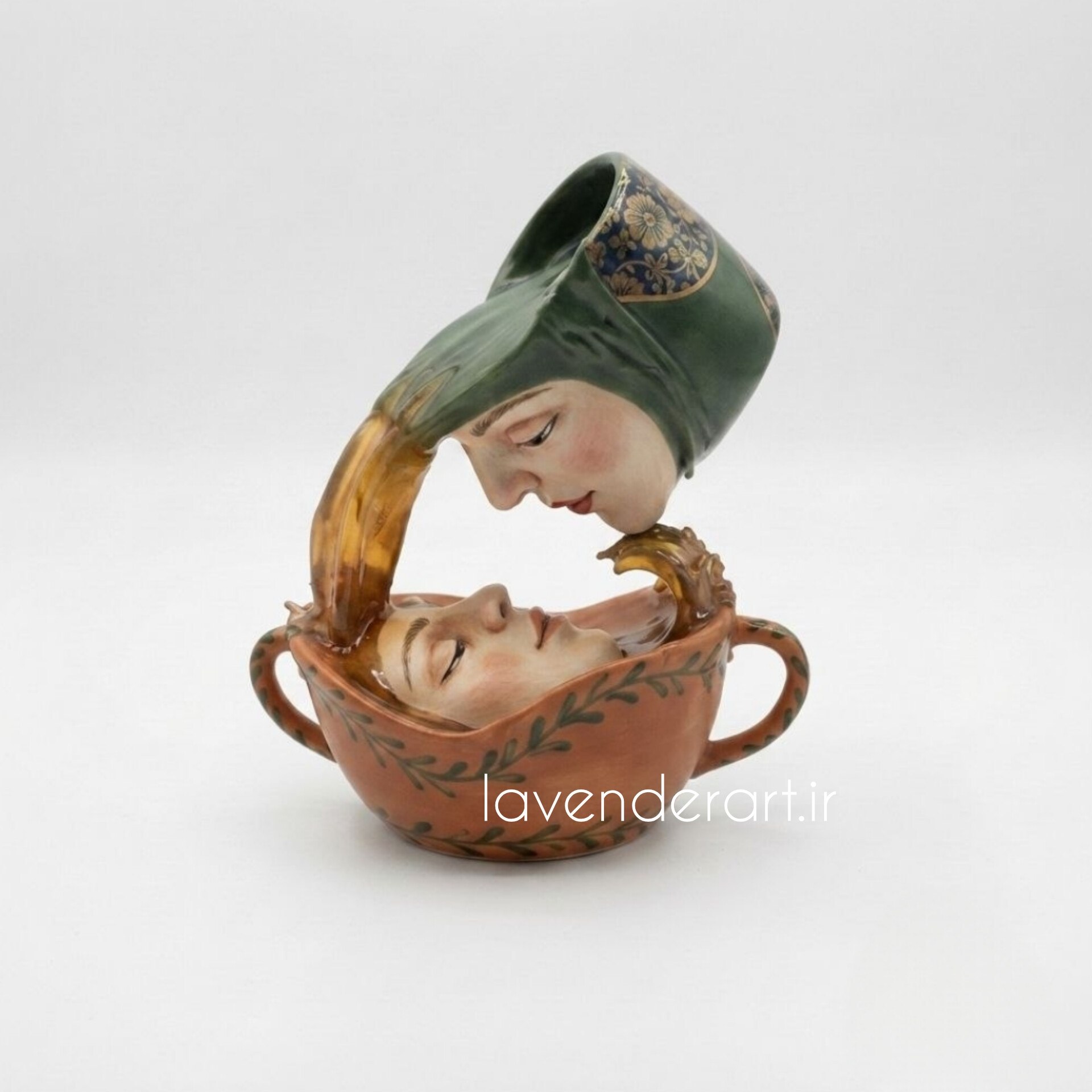 مجسمه رومیزی فنجان قهوه دکوری و دیزاین کافی شاپ پلی استر ارتفاع 34 سانتی متر