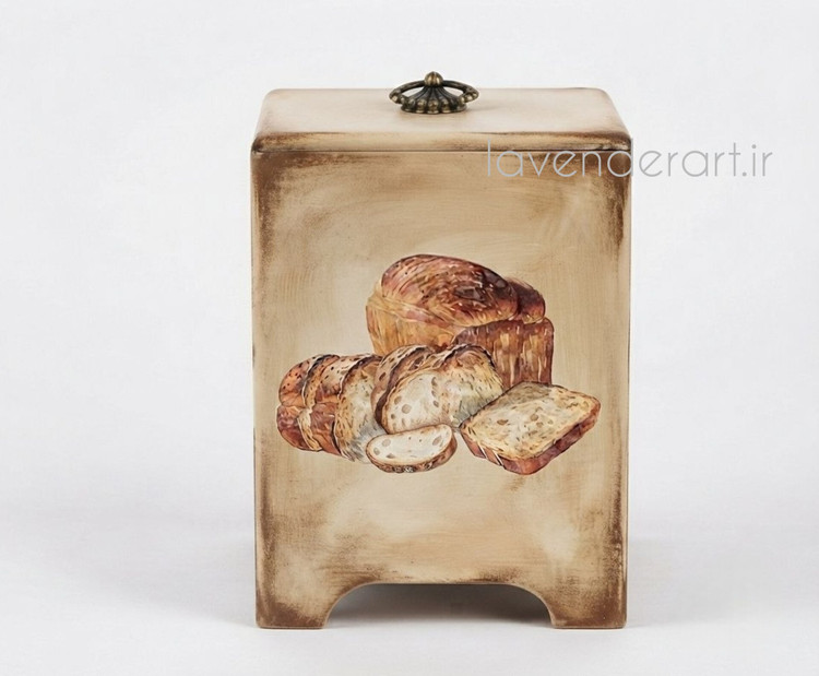 بانکه چوبی ام دی اف در دار دکوراتیو طرح نان ابعاد 20*12*12 سانتی متر