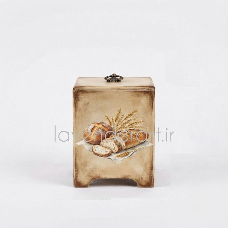 بانکه چوبی ام دی اف در دار دکوراتیو طرح نان ابعاد 20*12*12 سانتی متر