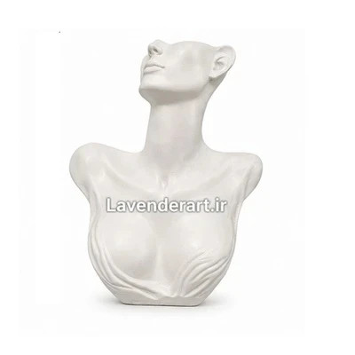 پایه آباژور یا مجسمه رومیزی دکوری تندیس نیمتنه دکوراتیو زن مدل لیدی پلی استر خام ارتفاع 30 سانتی متر