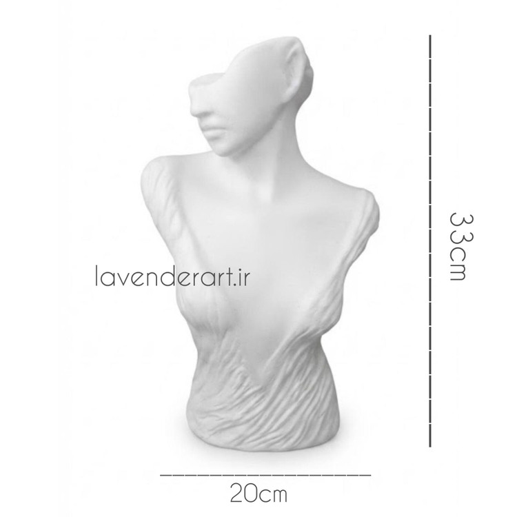 استند نیم تنه جاجواهری اکسسوری مانکن نیم رخ ملیس پلی استر خام ابعاد 33*20 سانتی متر