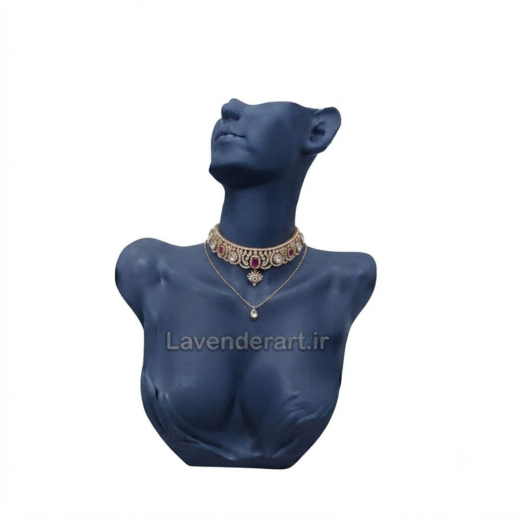 استند نیم تنه جاجواهری اکسسوری مانکن نیم رخ لیدی پلی استر ارتفاع 30 سانتی متر