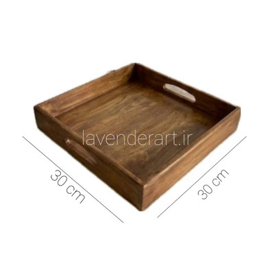 سینی پذیرایی چوبی ام دی اف مربع طرح چوب ابعاد 30*30 سانتی متر