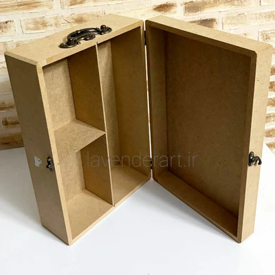 بیس خام MDF جعبه ام دی اف چوبی خام تک دسته جای بطری چوبی مخصوص انواع بطری ها و ظروف شکستنی