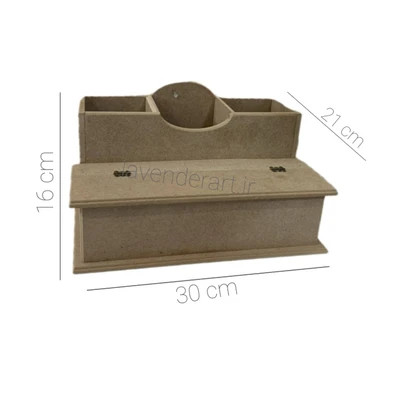 بیس خام MDF استند چوبی رومیزی ام دی اف خام لوازم آرایش و زیورآلات دارای 3 باکس و 1 باکس در دار