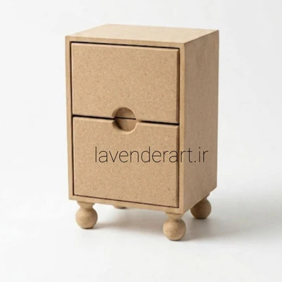 بیس خام MDF کشو رومیزی کلاسیک یا فایل ام دی اف چوبی دو کشو پایه دار چوبی خام