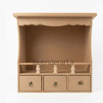 بیس خام MDF کنسول جا ادویه یا کافی بار یا شلف رومیزی یا استند ام دی اف چوبی خام دکوراتیو سه کشو ابعاد 40*40*16 سانتی متر