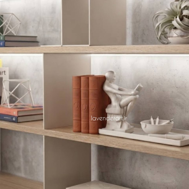 هولدر کتاب دکوراتیو طرح کتابخوان پلی استر خام ارتفاع 23 سانتی متر