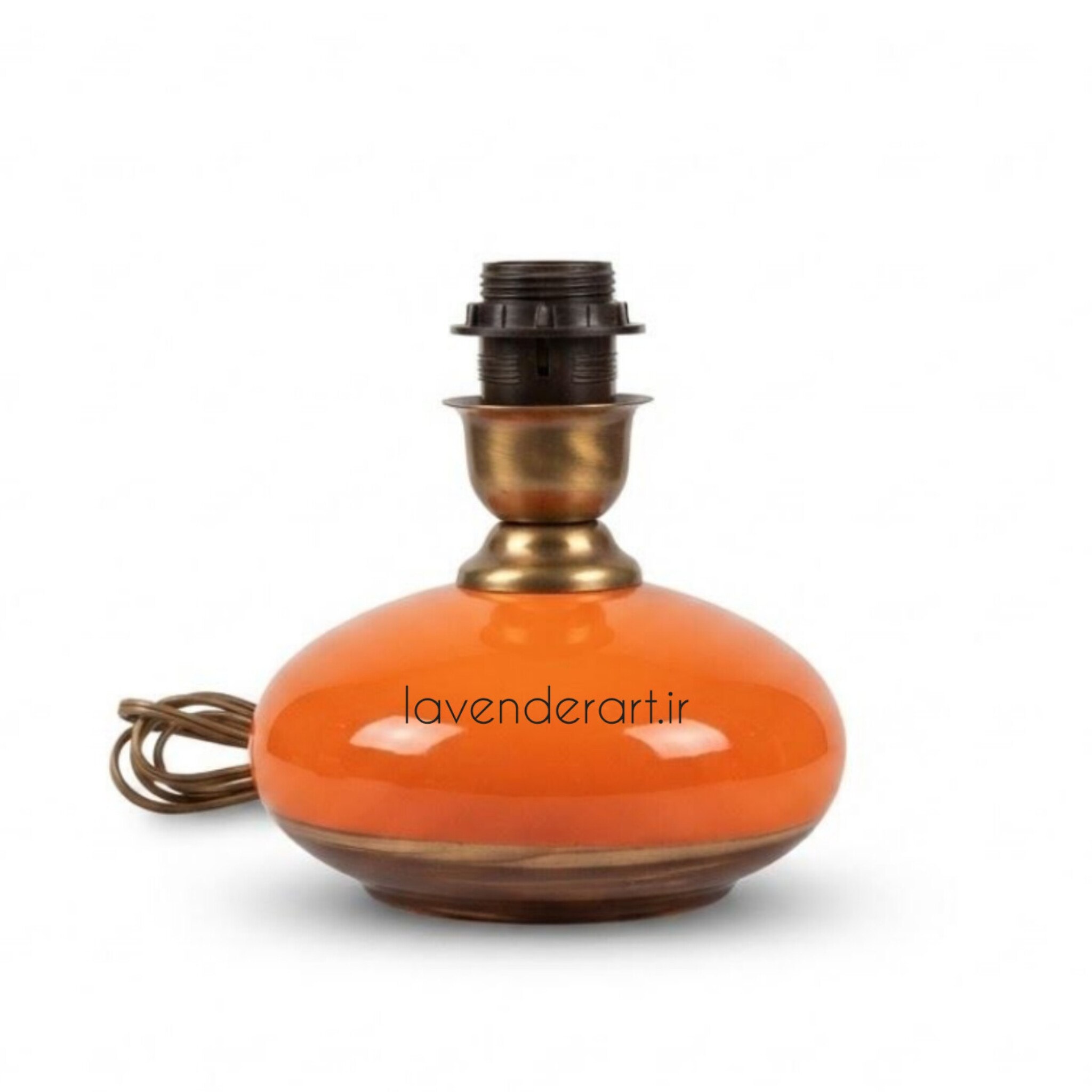 پایه آباژور رومیزی سفالی لعابی دکوراتیو مینیمال ارتفاع 18 سانتی متر سیم کشی شده
