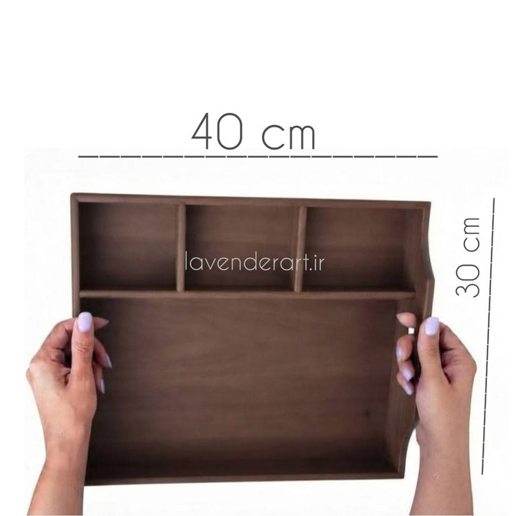 سینی پذیرایی مستطیل چند بخشی چوبی ام دی اف ابعاد 30*40 سانتی متر