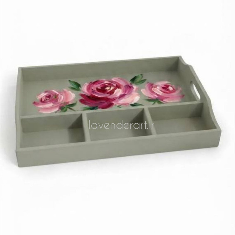 سینی پذیرایی مستطیل چند بخشی چوبی ام دی اف ابعاد 30*40 سانتی متر
