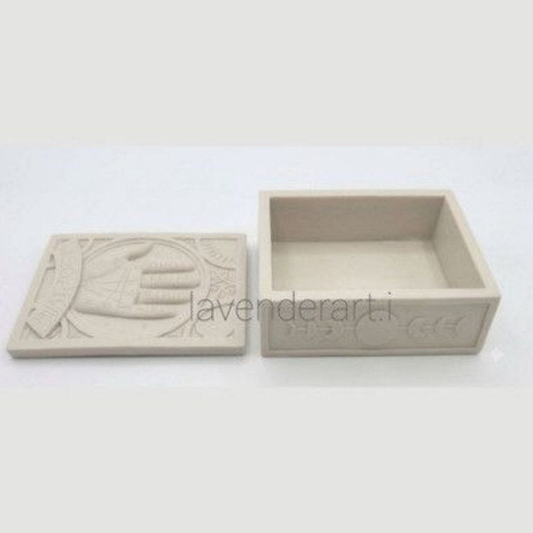 جعبه نگهدارنده کارت تاروت مدل دست سنگ مصنوعی خام ابعاد 14*5*9سانتی متر