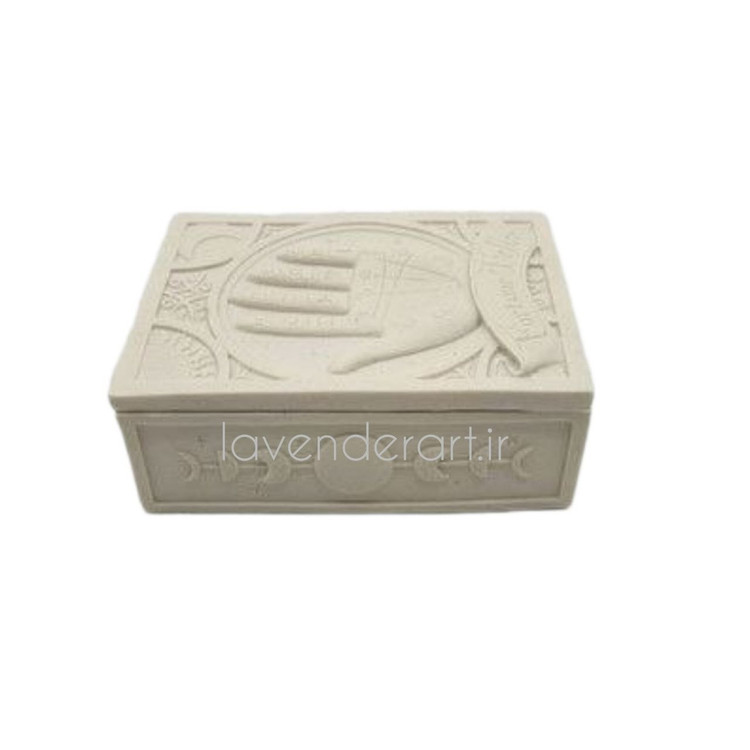 جعبه نگهدارنده کارت تاروت مدل دست سنگ مصنوعی خام ابعاد 14*5*9سانتی متر