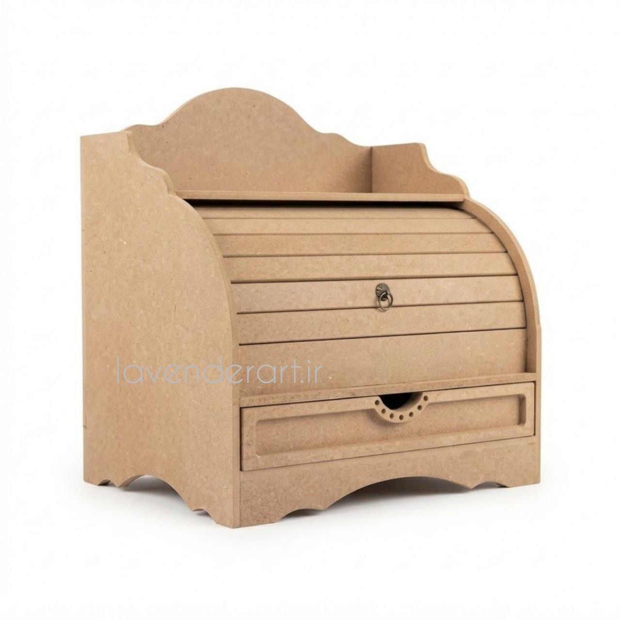 بیس خام MDF  جانونی ام دی اف چوبی کرکره ای کشو دار خام دکوراتیو ابعاد 40*40*40 سانتی متر ارگانایزر طرح کرکره ای ظرف نون چوبی