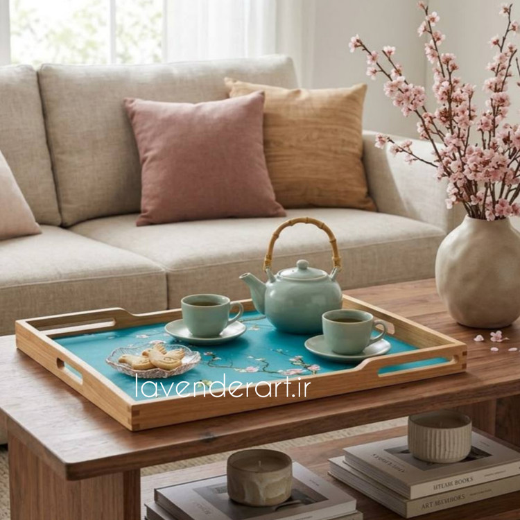 سینی چوبی ام دی اف فانتزی پایه دار خاص سایز 42*35