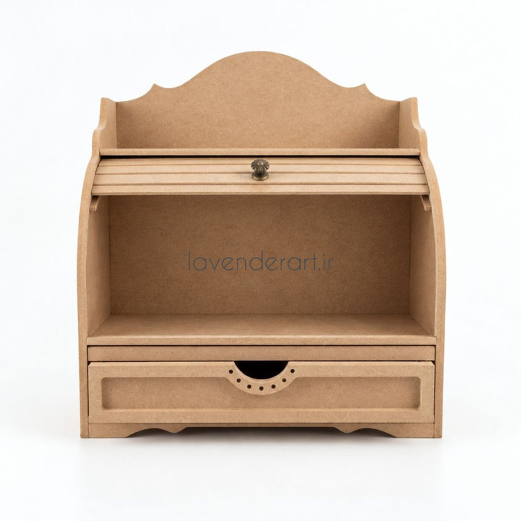 بیس خام MDF جانونی ام دی اف چوبی کرکره ای کشو دار خام دکوراتیو ابعاد 40*40*40 سانتی متر ارگانایزر طرح کرکره ای ظرف نون چوبی