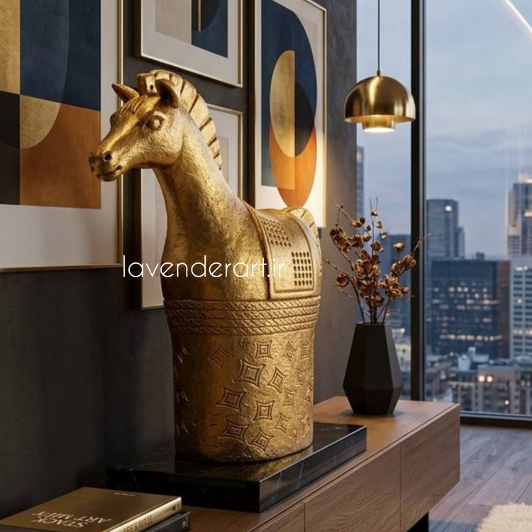 مجسمه پلیاستر مدل اسب شاخ دار ابعاد 20*19 سانتی متر
