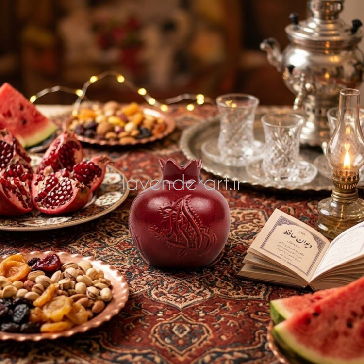مجسمه سنگ مصنوعی پاییزی و زمستانی انار یلدا ابعاد 7*7 سانتی متر